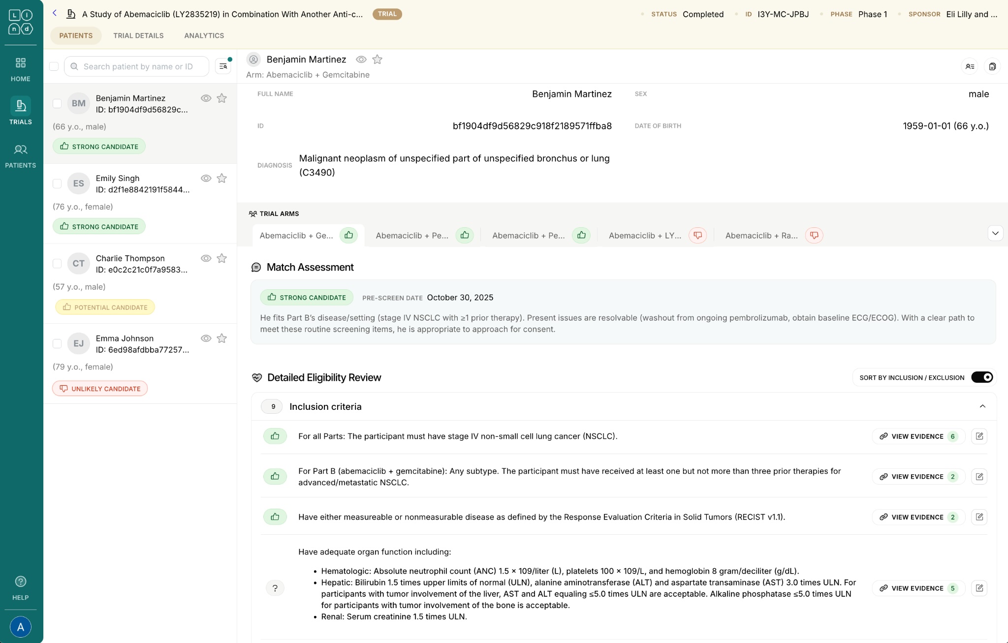 Lind Platform - Patient Pre-screening Interface